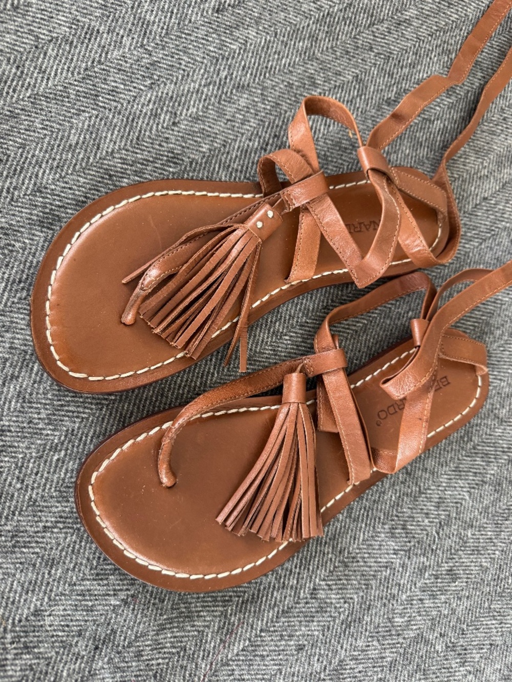 BERNARDO ANKLE WRAP LEATHER SANDALS